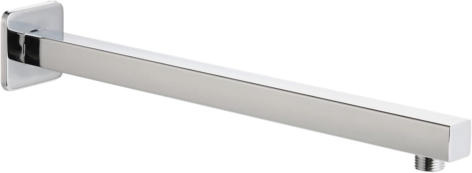 Ramię natryskowe 40 cm z kołnierzem - Przedłużone ramię natryskowe - Do stałych głowic natryskowych - Stal nierdzewna
