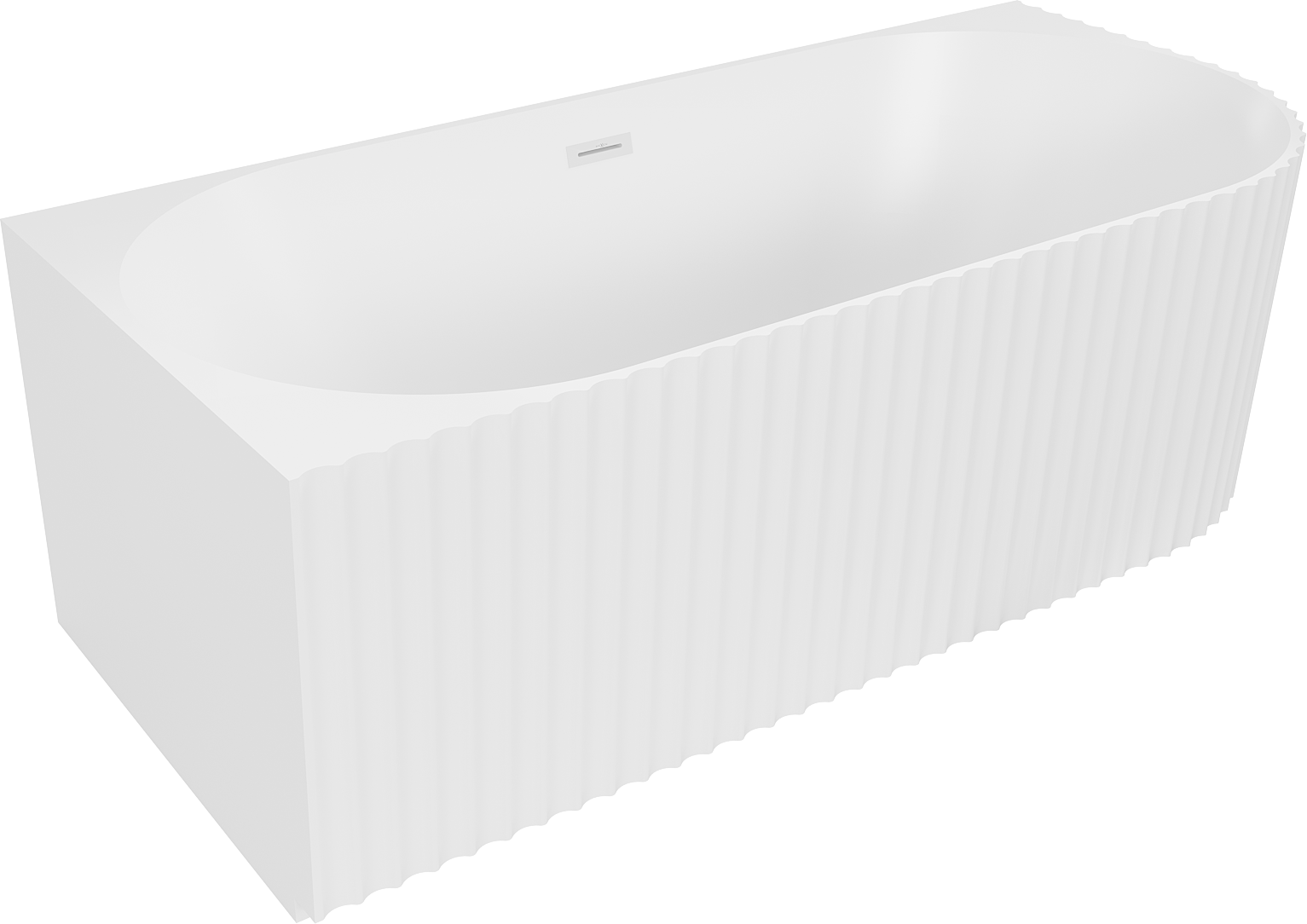 Mexen Gia wanna wolnostojąca narożna ryflowana lewa 150 x 75 cm, biała mat, przelew biały - 52701507501L-20