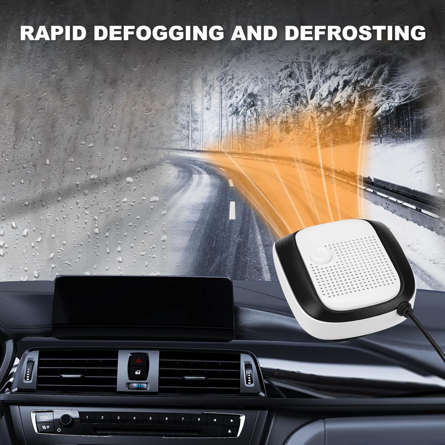 Chauffage Voiture 12V 150W - Dégivreur Pare-brise Portable 2 En 1 Avec Vent Chaud/froid - Base Pivotante 360° - Pour Tous Véhicules