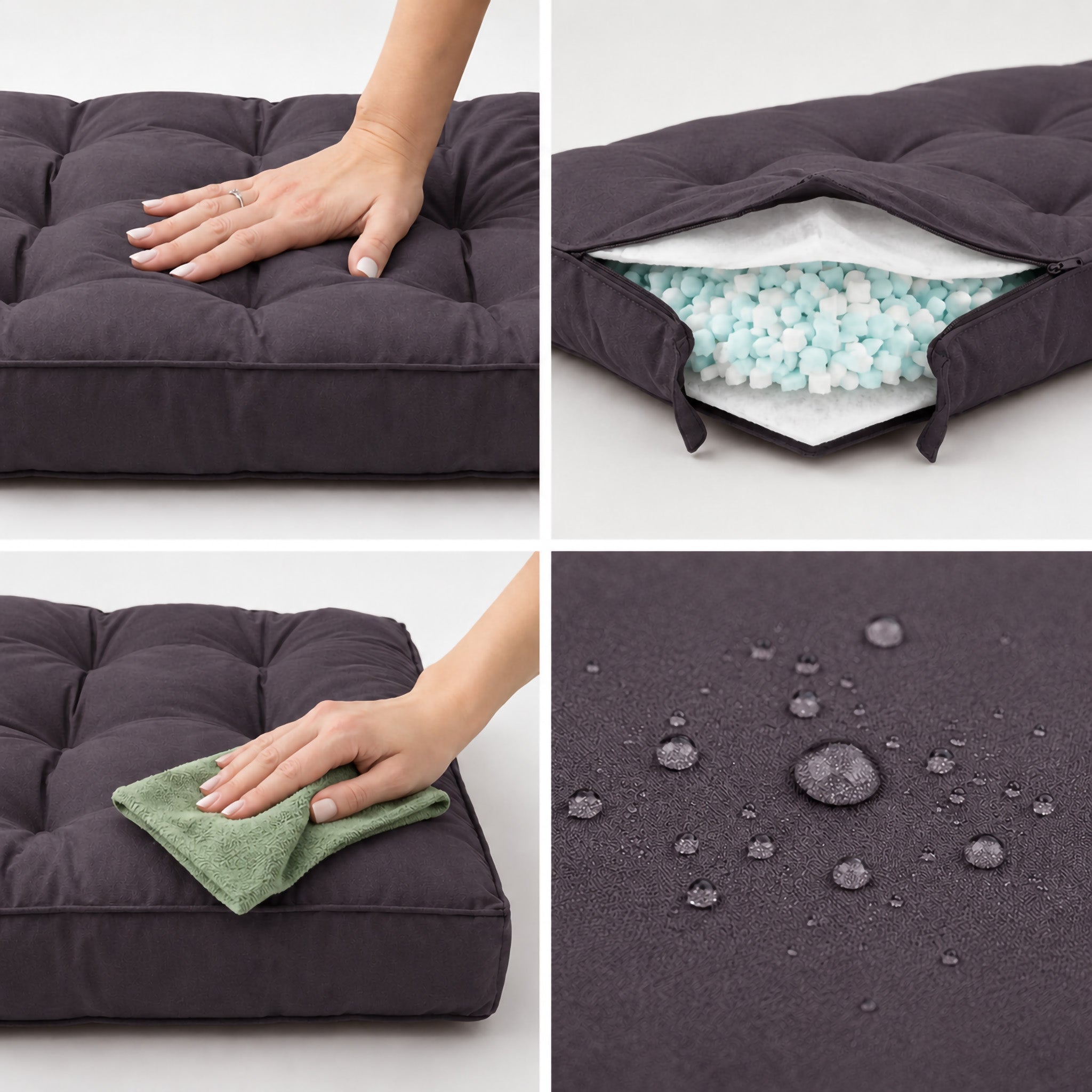 Coussins pour salon de jardin capitonné 120x60cm gris carbone - 4