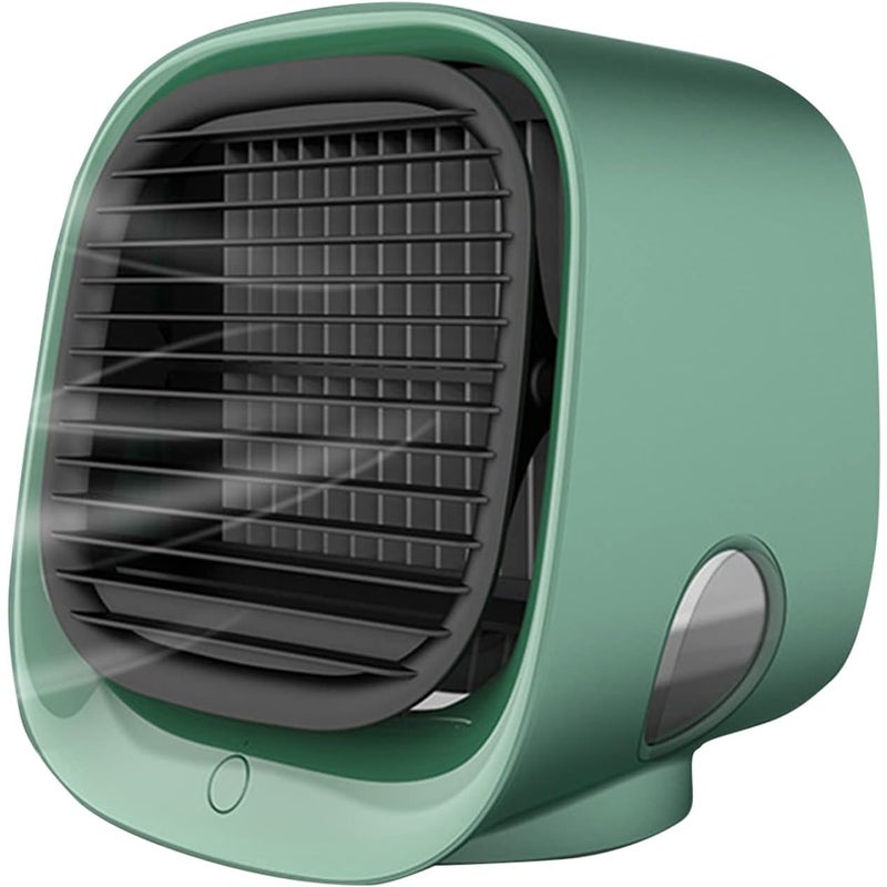 Przenośny klimatyzator powietrza, mini nawilżacz powietrza (3 prędkości), wentylator biurkowy USB, klimatyzator do biura domowego (zielony)