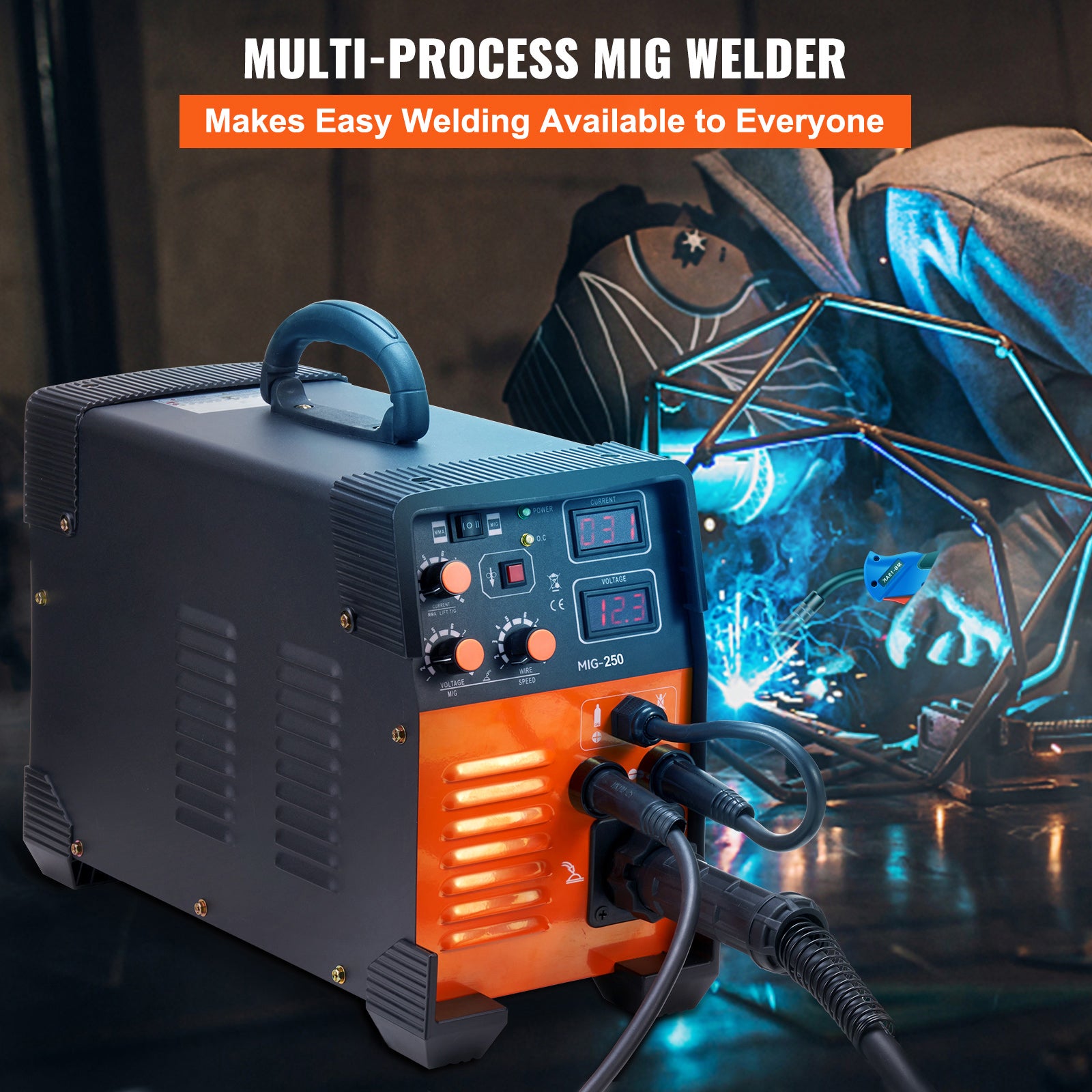Saldatrice 250A MIG MMA TIG 3 in1 SucceBuy Inverter Portatile, Saldatrice a Filo Animato Senza Gas, Macchina per Saldatura Acciaio Carbonio Ferro Inox - 4