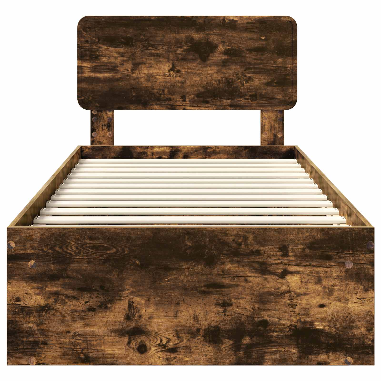 Cadre de lit en pin massif, chêne fumé, pour la chambre, 75 × 190 cm - 7