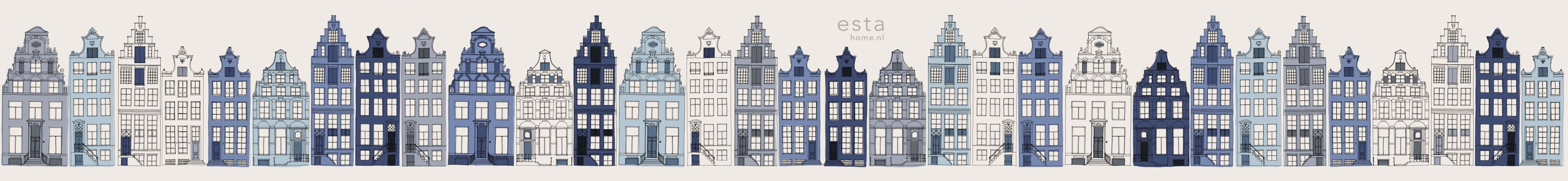Obramowanie tapety XXL Amsterdamskie domy niebieskim - 430 x 50 cm - ESTAHOME