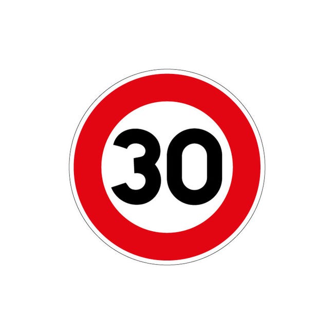 Panneau limitation de vitesse 30 km/h, Diamètre 250 mm (25 cm), Adhésif ...