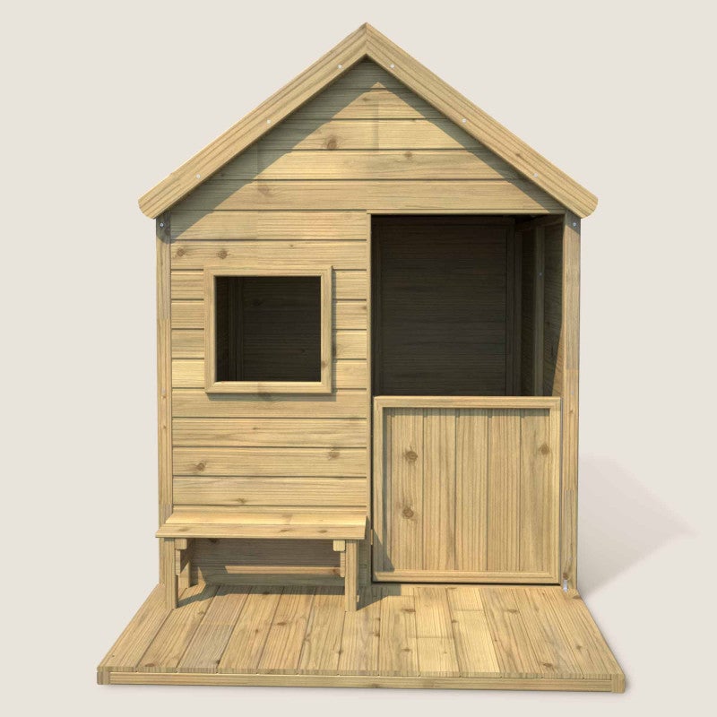 Cabane en bois traité avec terrasse et banc HEIDI - 4