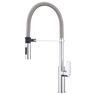 Paffoni Ringo - Miscelatore da lavello con doccetta estraibile, 2 getti, bianco opaco RIN285BO