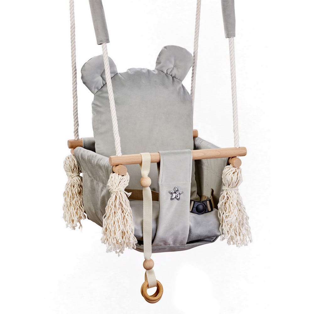 MOO Balançoire Pour Bébé Avec Ceinture De Sécurité Pin Solide MOO Balançoire Pour Bébé Avec Ceinture De Sécurité Pin Solide