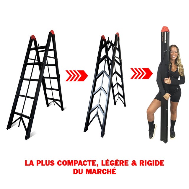 Escabeau pliant 1m80, Escabeau pliable, en Aluminium, Echelle télescopique, qualité supérieure, garantie 5 ans