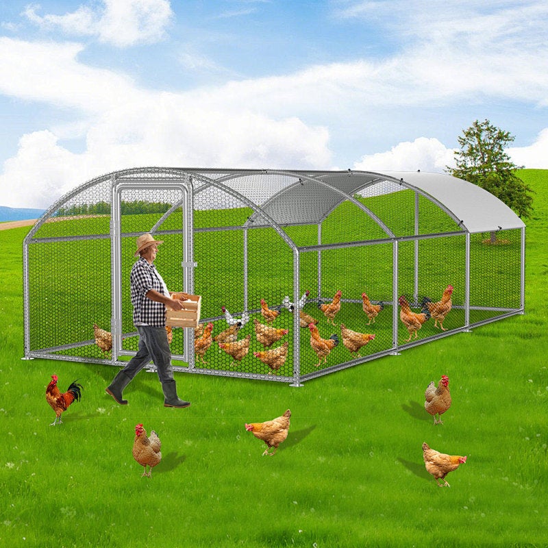 Wybieg dla kur z łukowym dachem 3x6x2 m, ocynkowana siatka metalowa i osłona anti-UV