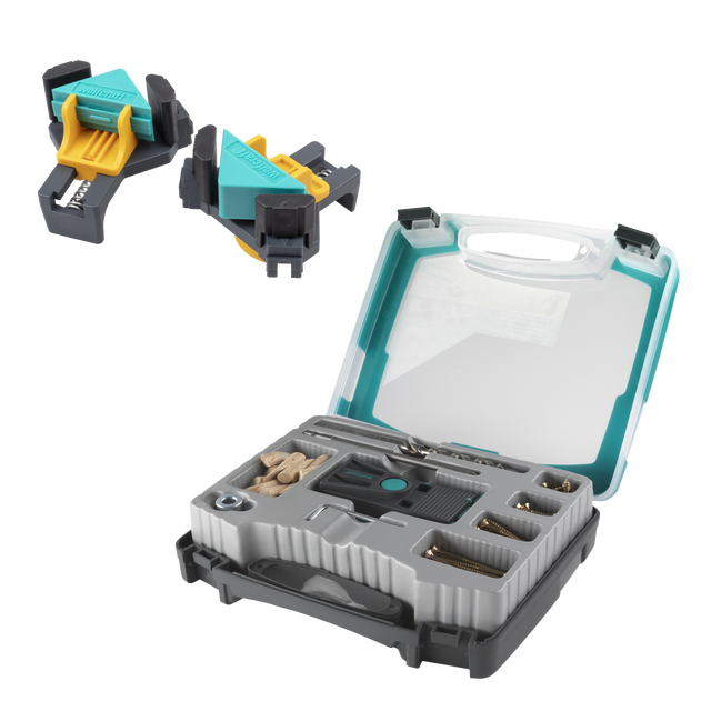 Kit Coffret Undercover Jig Pozidriv et 2 Presses d'angles - Pour Assemblages en angle invisibles - wolfcraft 8629000