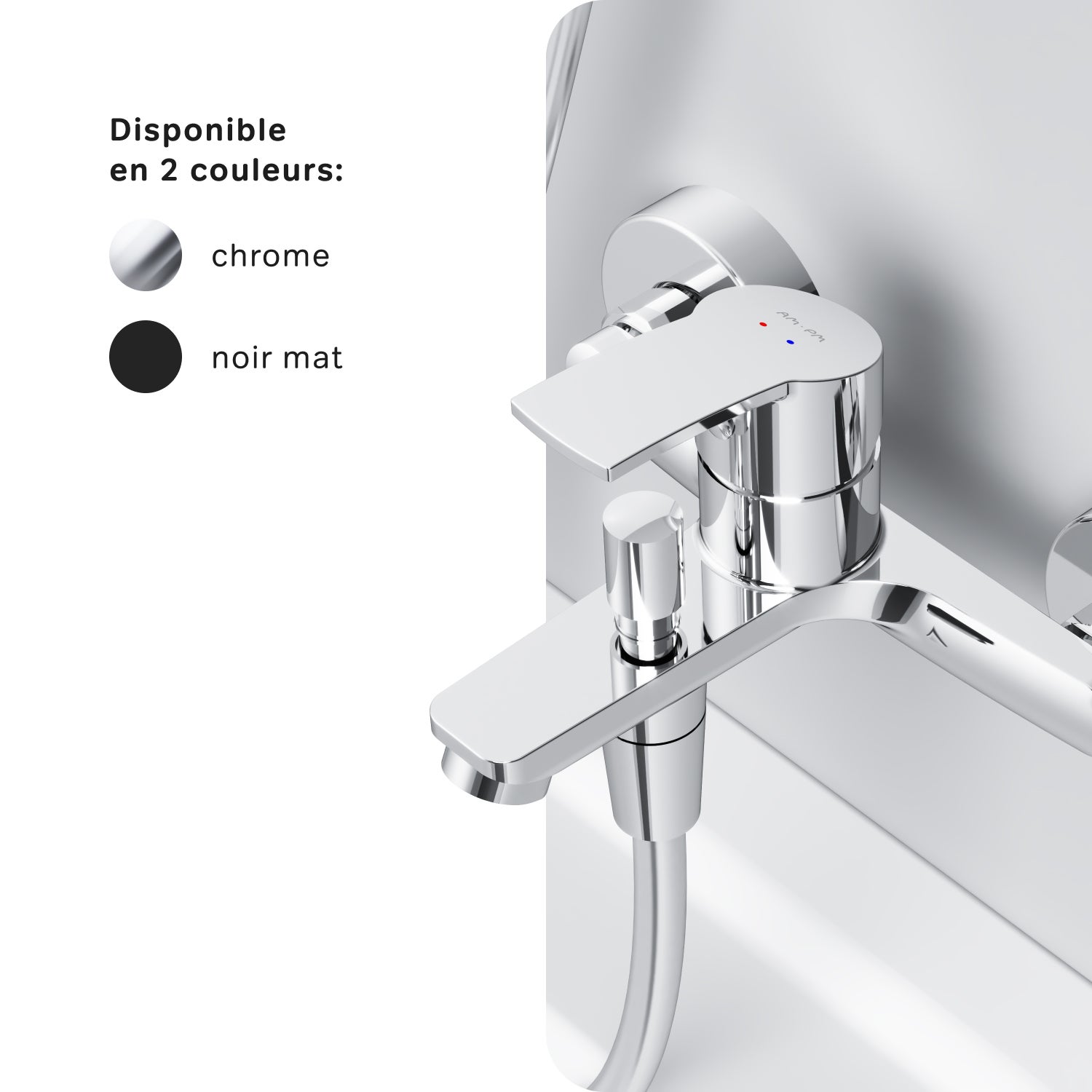 Mitigeur de baignoire mécanique Robinet salle de bain, mitigeur de bain, Chromé,Hit F8Y10000 AM.PM - 6