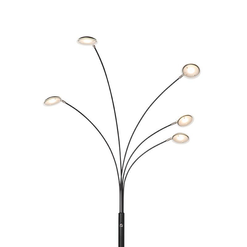 LED Dimmable Lampadaire variateur inclus sixties - 5 lumière - H 1810 mm - Noir - Design - Éclairage intérieur - Salon I Chambre I Cuisine I Salle à - 4