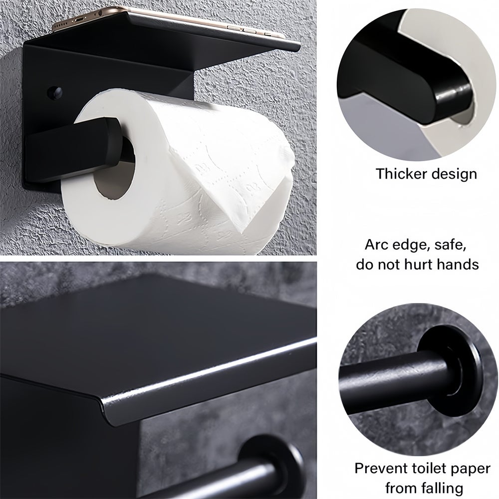 Portarrollos de papel de cocina de aluminio para colgar en la pared, negro, 14,5 x 10 x 10 cm. - 2
