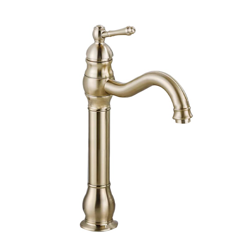 Bateria umywalkowa jednouchwytowa, bateria łazienkowa obrotowa 360°, bateria jednootworowa z wężem doprowadzającym wodę, szczotkowane złoto