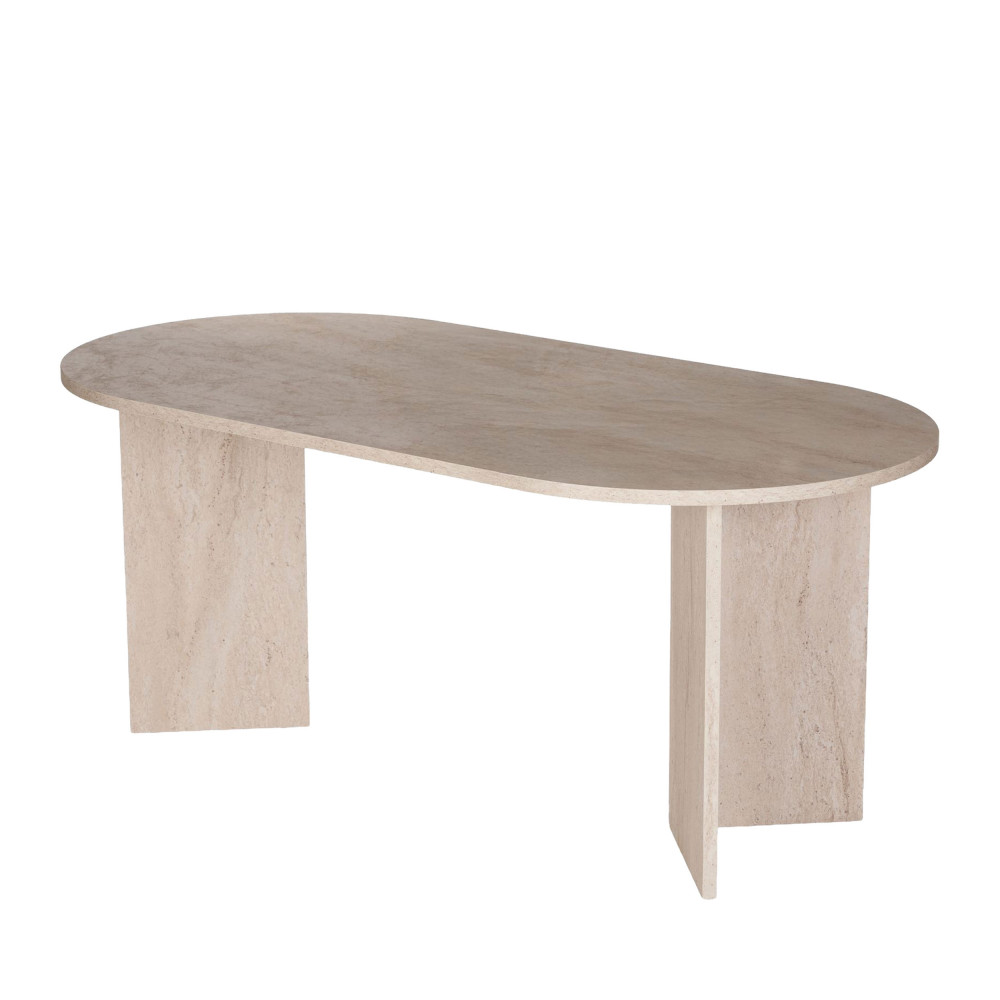 Sam - Table à manger 8 personnes effet travertin - Beige - 4