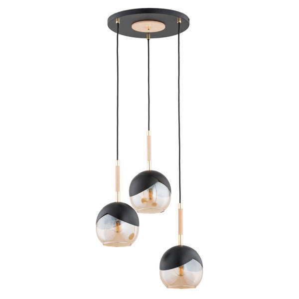 Lampa wisząca Miltona czarno-złota 3xE27x15W wym: 85 x 38 x 38 cm metal Alfa