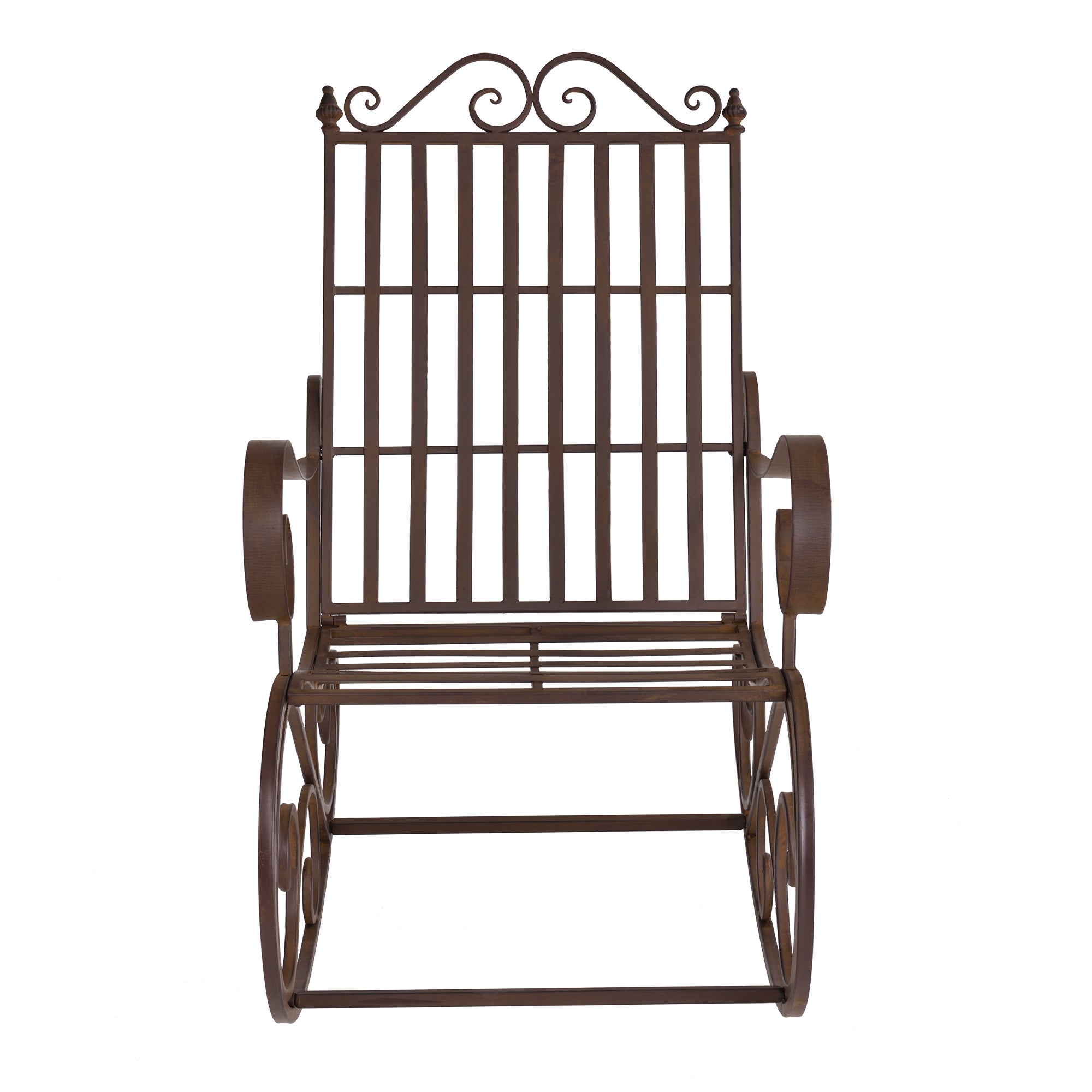 Fauteuil à Bascule Jardin En Métal Vintage - 92x59x90 Cm - Bronze - Extérieur, Terrasse, Balcon