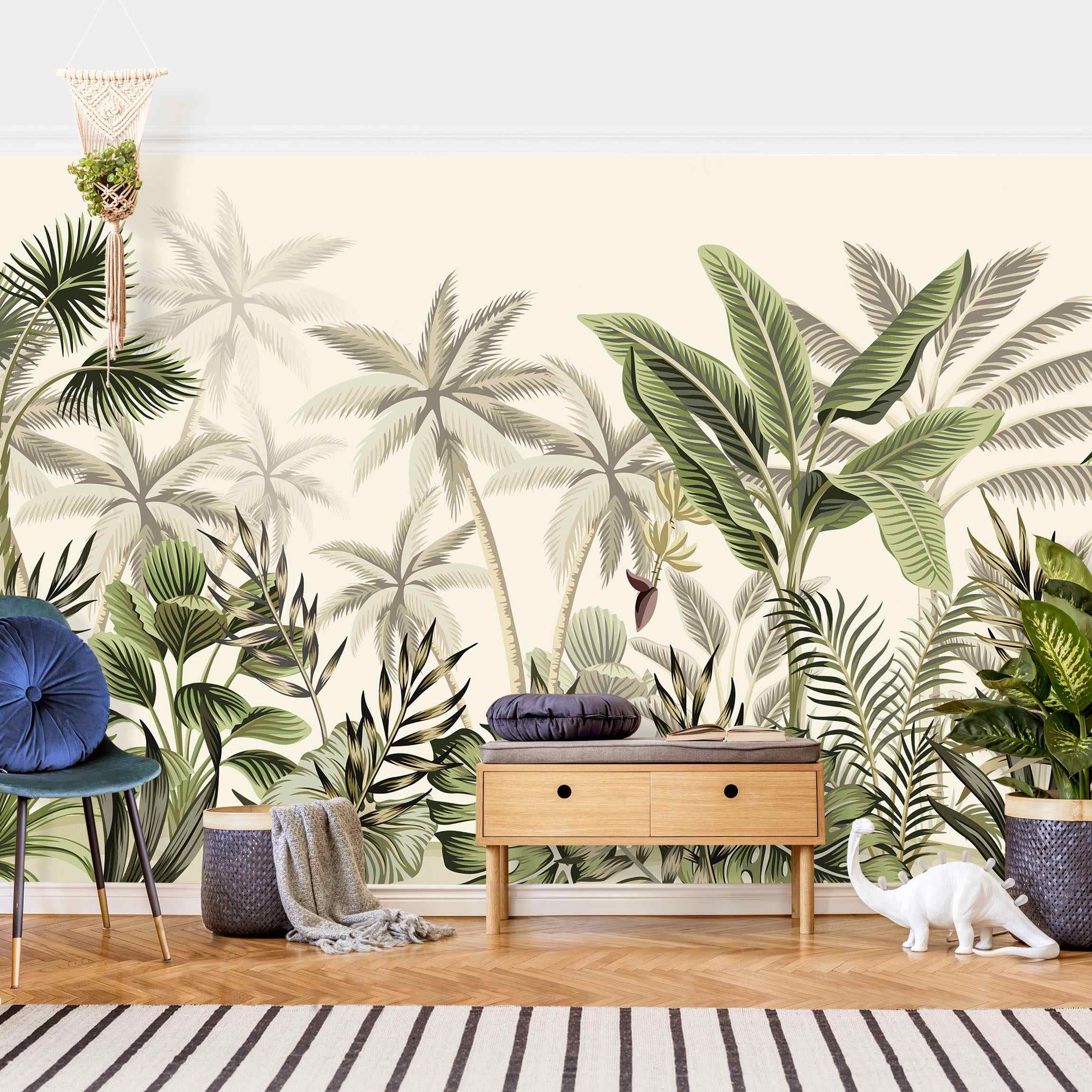 Papel pintado fotomural botánico tropical 372 - salón dormitorio cocina pasillo - tnt 432 x 290 cm adhesivo