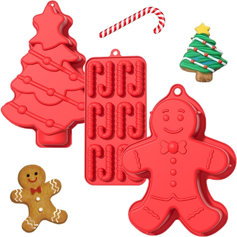 Zestaw 3 foremek na czekoladki świąteczne, silikonowych foremek na cukierki, foremek na ciasta o tematyce bożonarodzeniowej do przygotowywania czekola