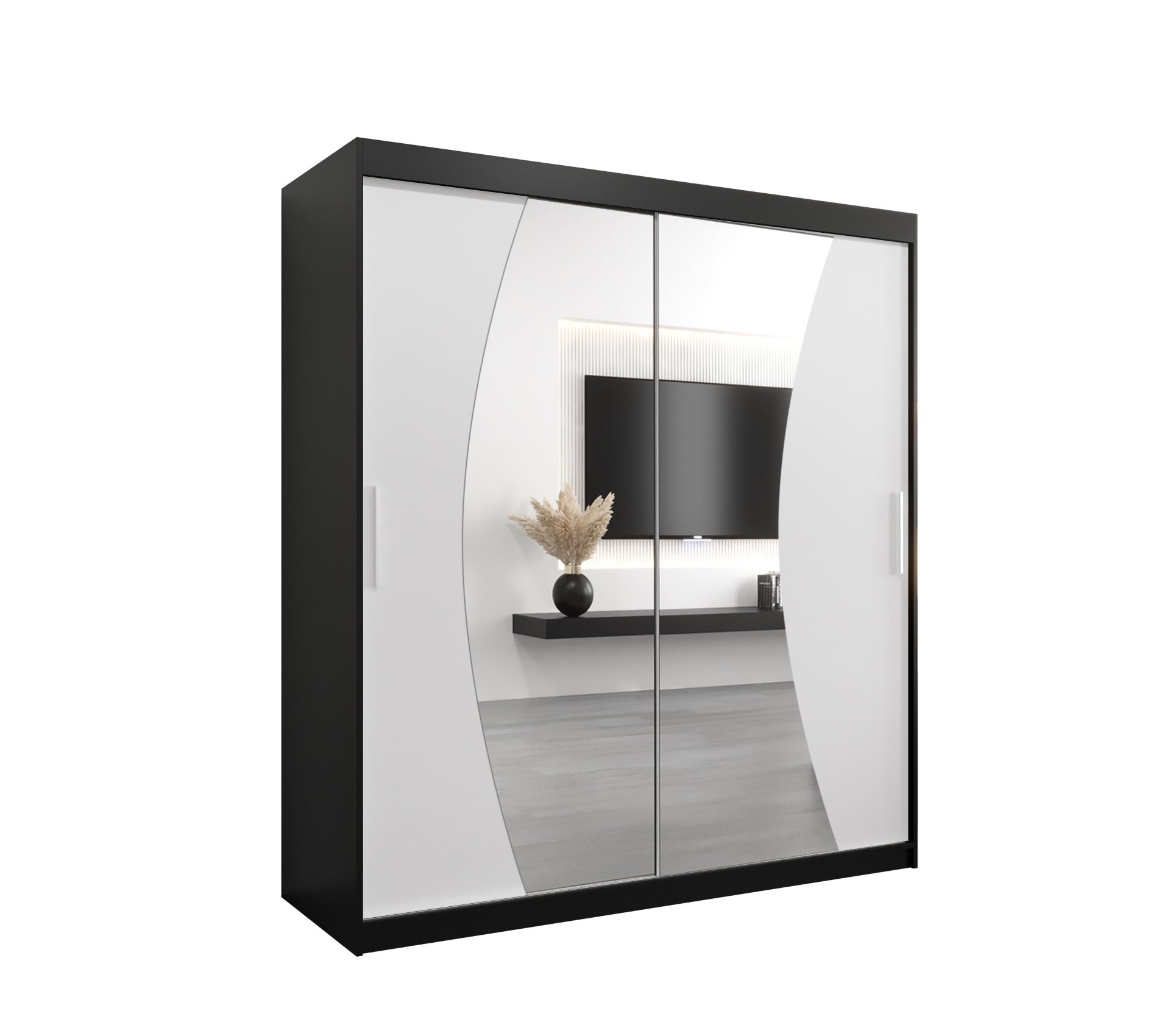 Szafa przesuwna garderoba WAVE 180 x 62 x 200 cm Czarny + Biały - Abiks Meble
