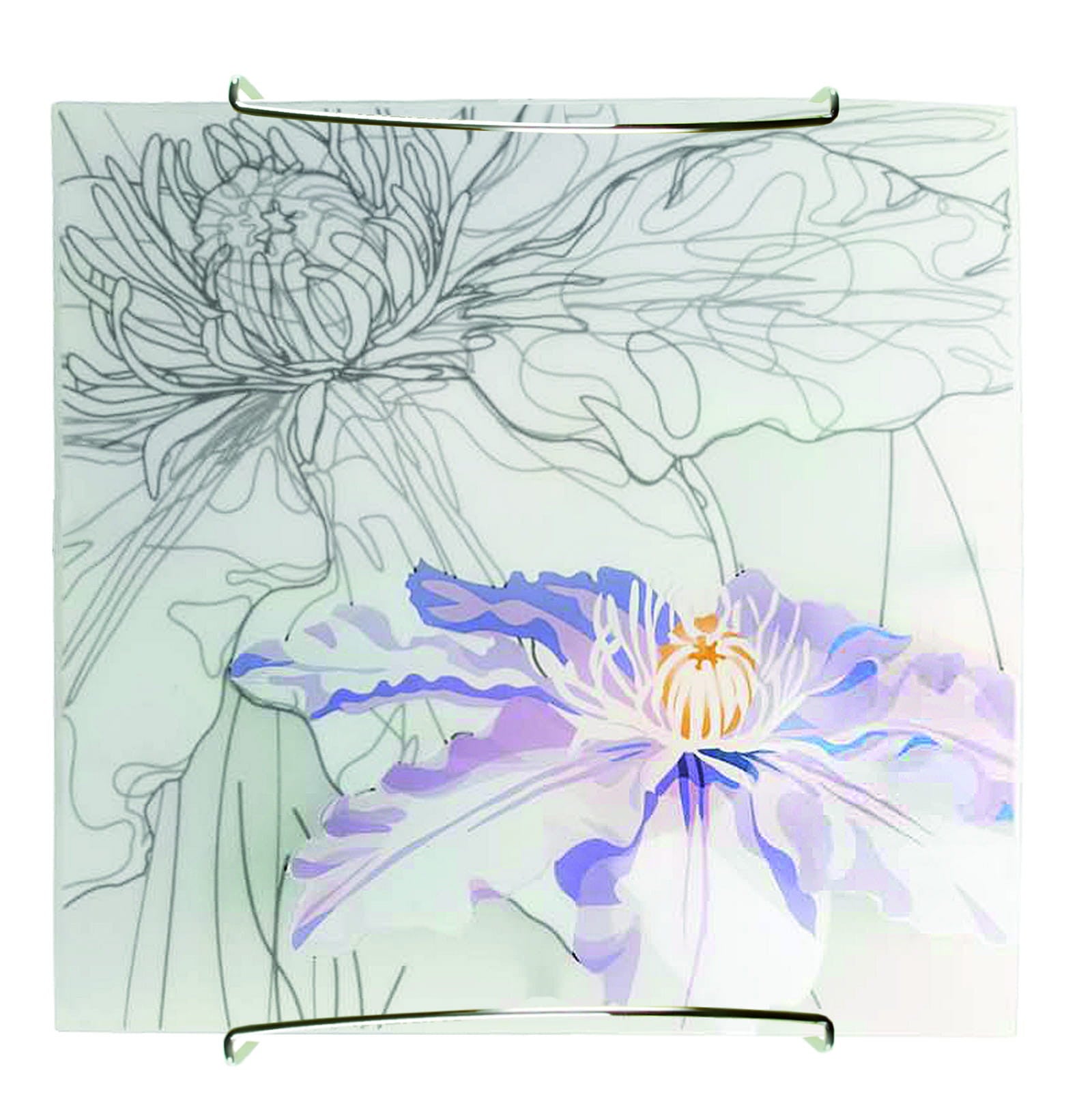 Plafon Spring kwadratowy chromowany biały 1xE27x20W wym: 30 x 9 cm IP20 szkło Candellux