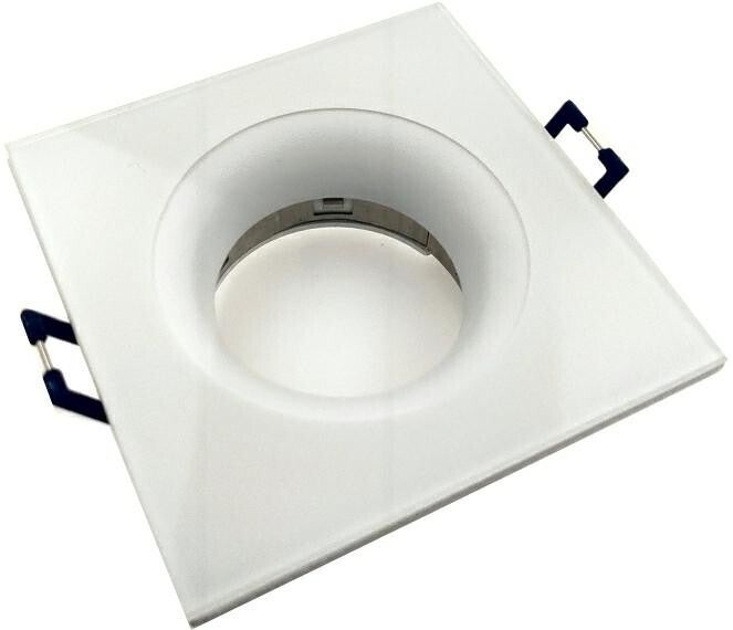 Oprawa sufitowa wpuszczana oczko Aqua biały matowy 1xGU10x50W kwadratowa IP44 wym: 3,8 x 8,8 x 8,8 cm aluminium IdeaLED