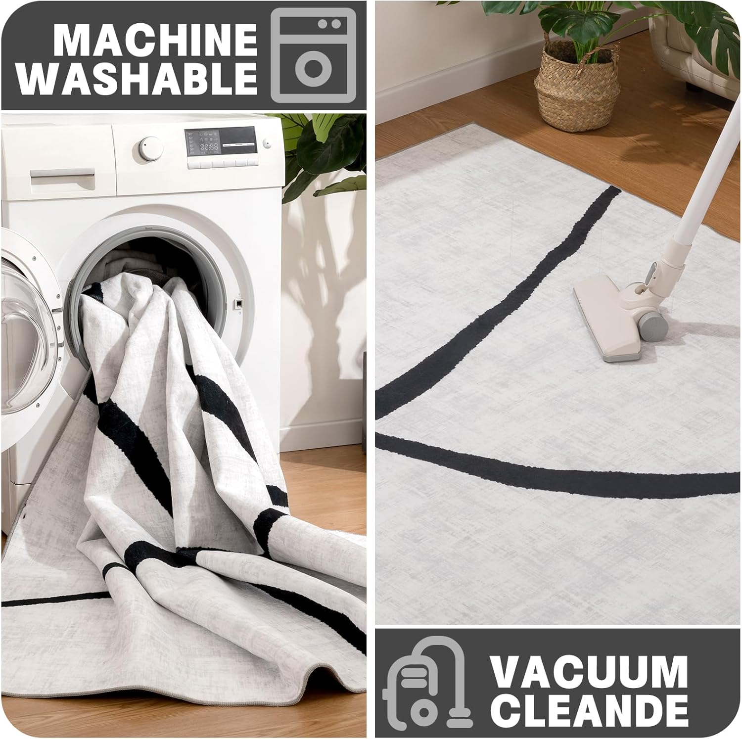 Tapis abstrait 120*200cm - tapis lavable pour salon et chambre, grand tapis moderne antidérapant ultra-fin, décoration d'intérieur - 3