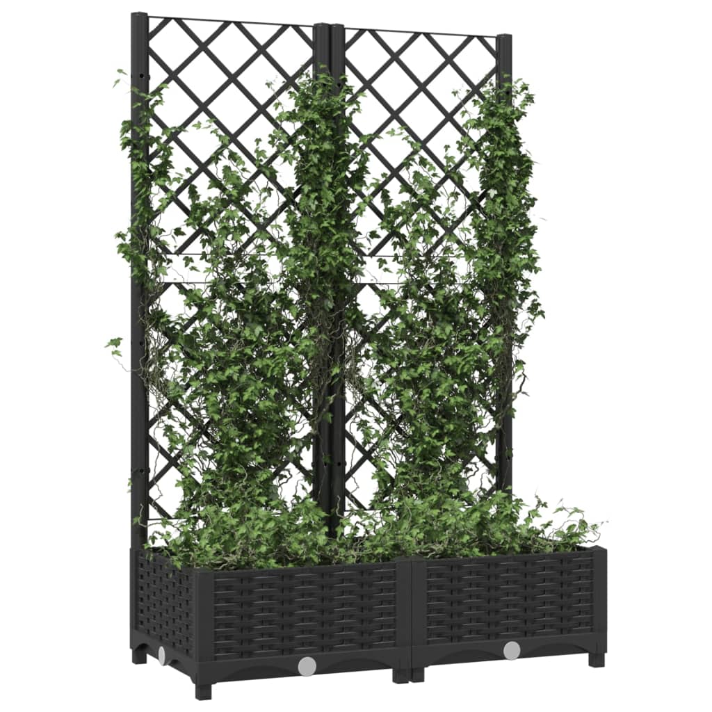 Maison Exclusive - Vaso de jardim com treliça preto 80x40x121,5 cm PP - 3