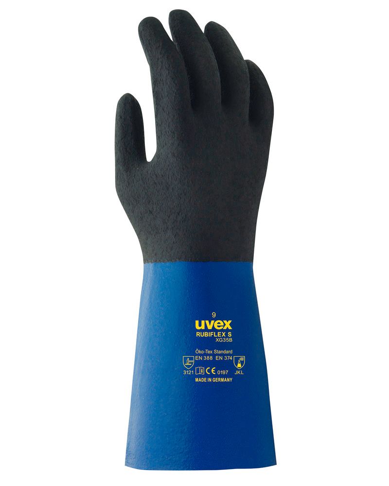Guanto Uvex Rubiflex S XG35B Taglia 9 - Resistente Agli Agenti Chimici, Confezione 1 Paio