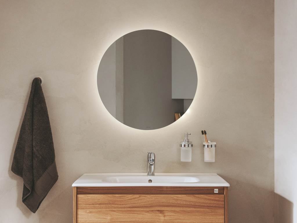 Oglinda baie Roca A812400000, Luna, zona montaj pe perete, montaj insurubare, iluminare, tip iluminare led