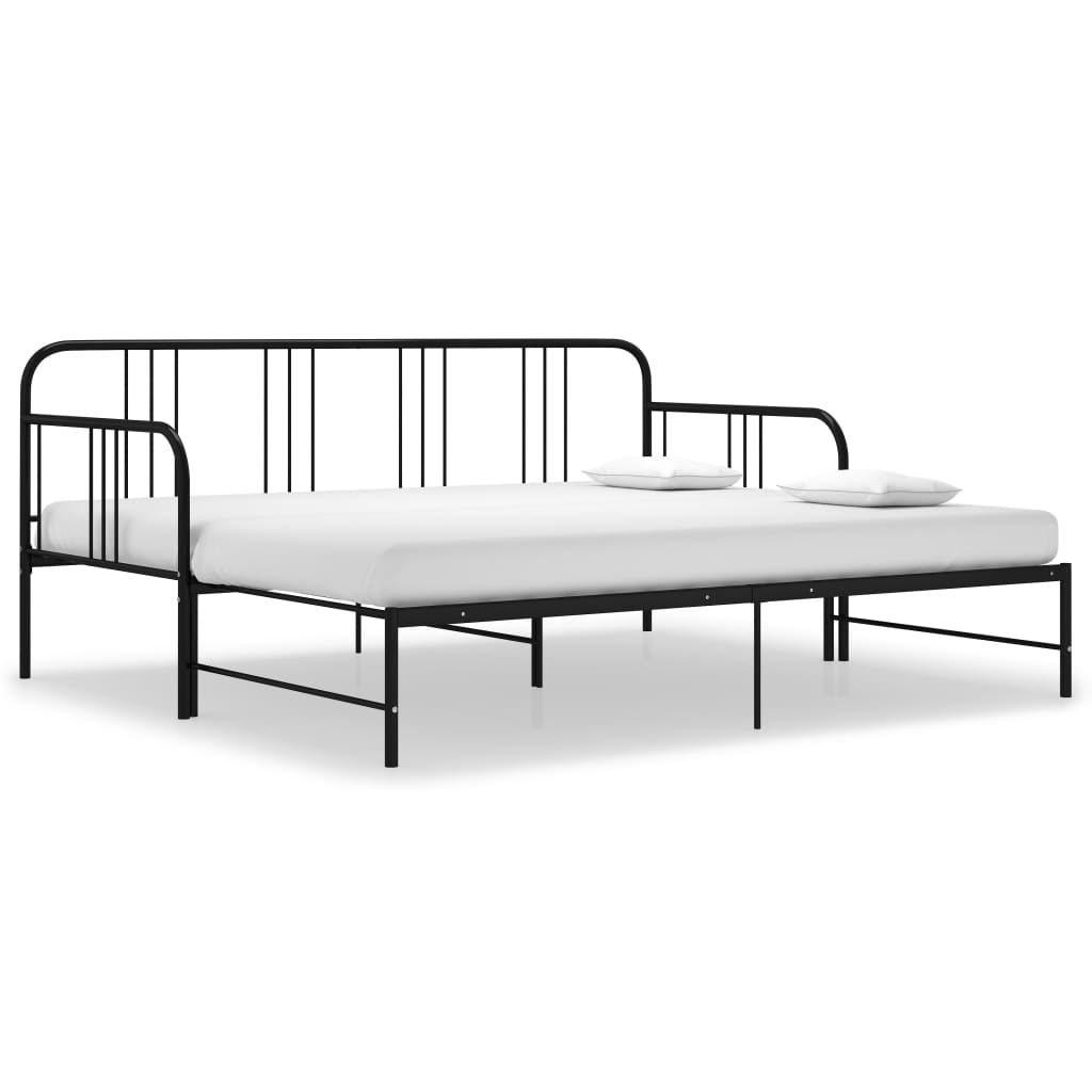 Maison Exclusive - Cadre de canapé-lit extensible sans matelas Noir Métal 90x200cm - 9