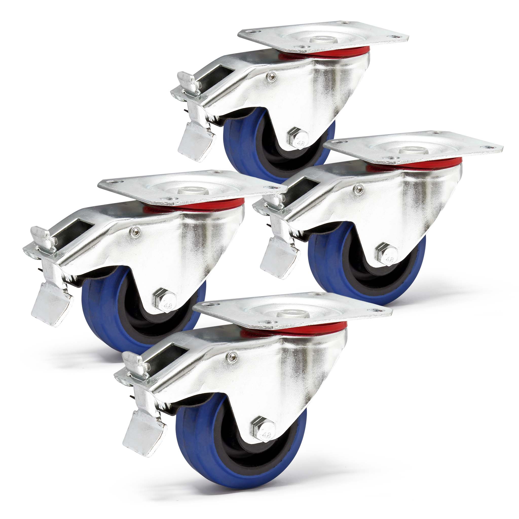 Wiltec Jeu 2x Roulette Pivotante Blocage Double – 75 Mm – Capacité 5 - Bricolage