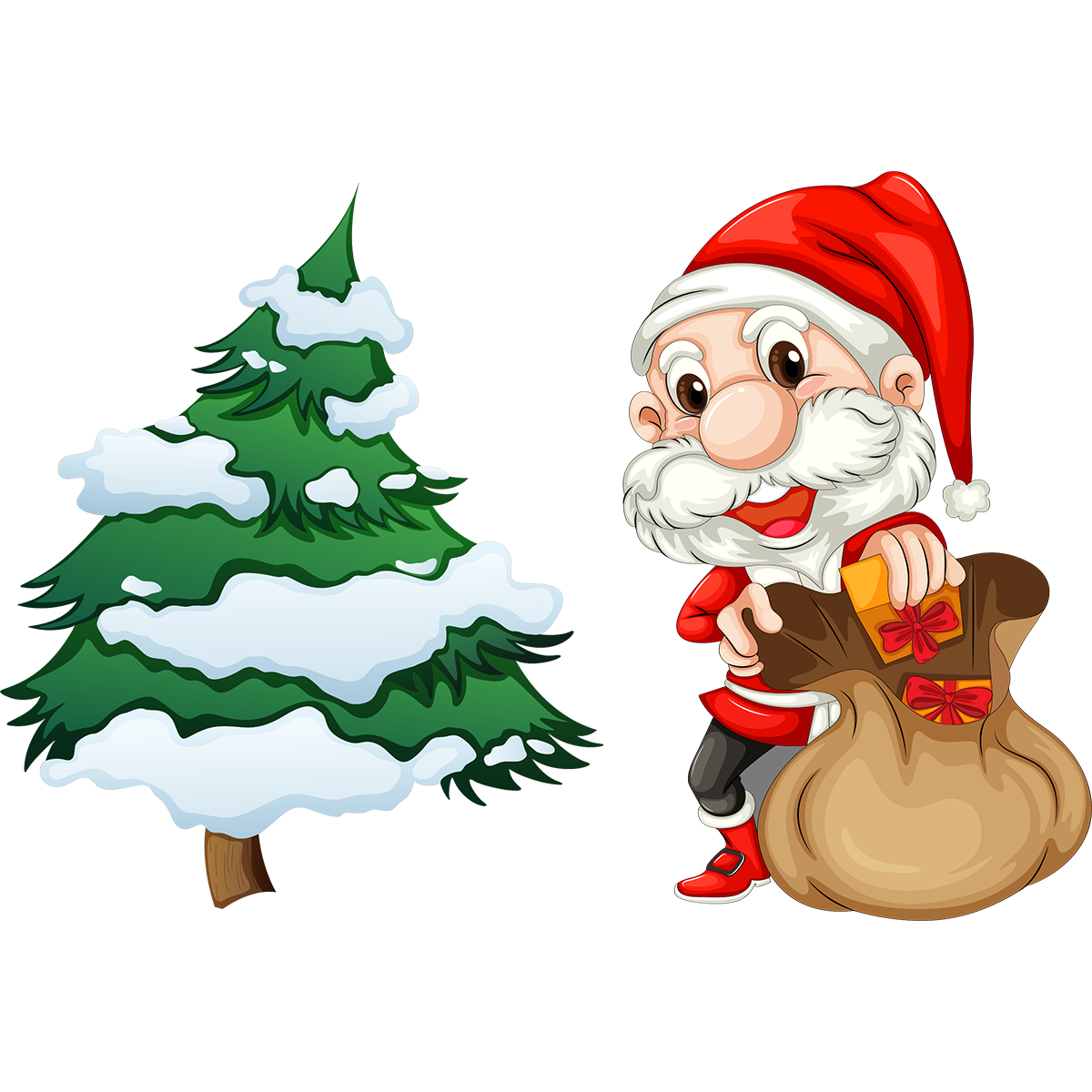 Sticker Noël le petit Père Noël et son sapin - Autocollants stickers adhésifs noël - décoration fêtes - 80x115cm - 2