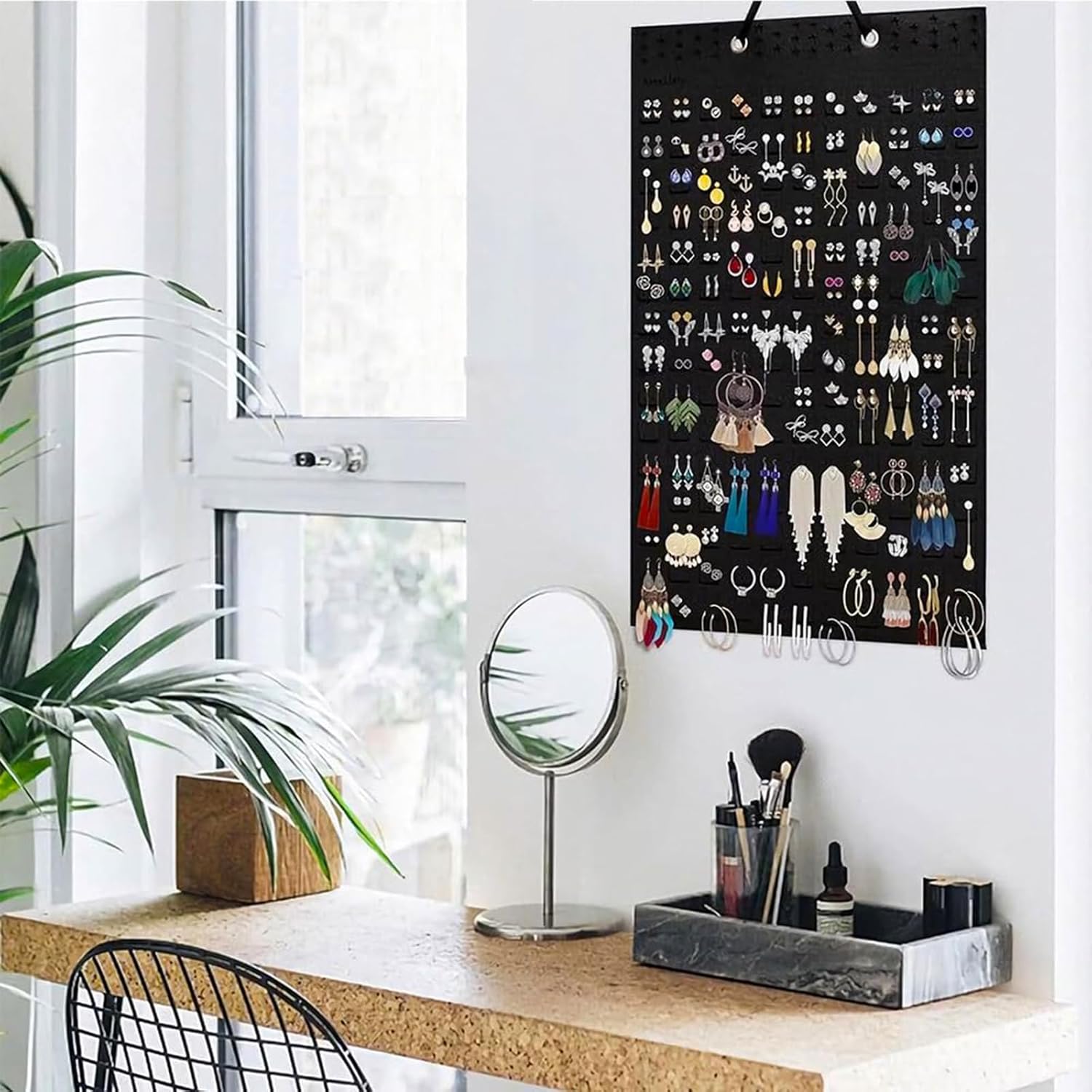 Organisateur de Bijoux Suspendus，Rangement boucle d'oreille Boucles d’oreilles pliable support Présentoir à bijoux présentoir，pour boucles d'oreilles - 5