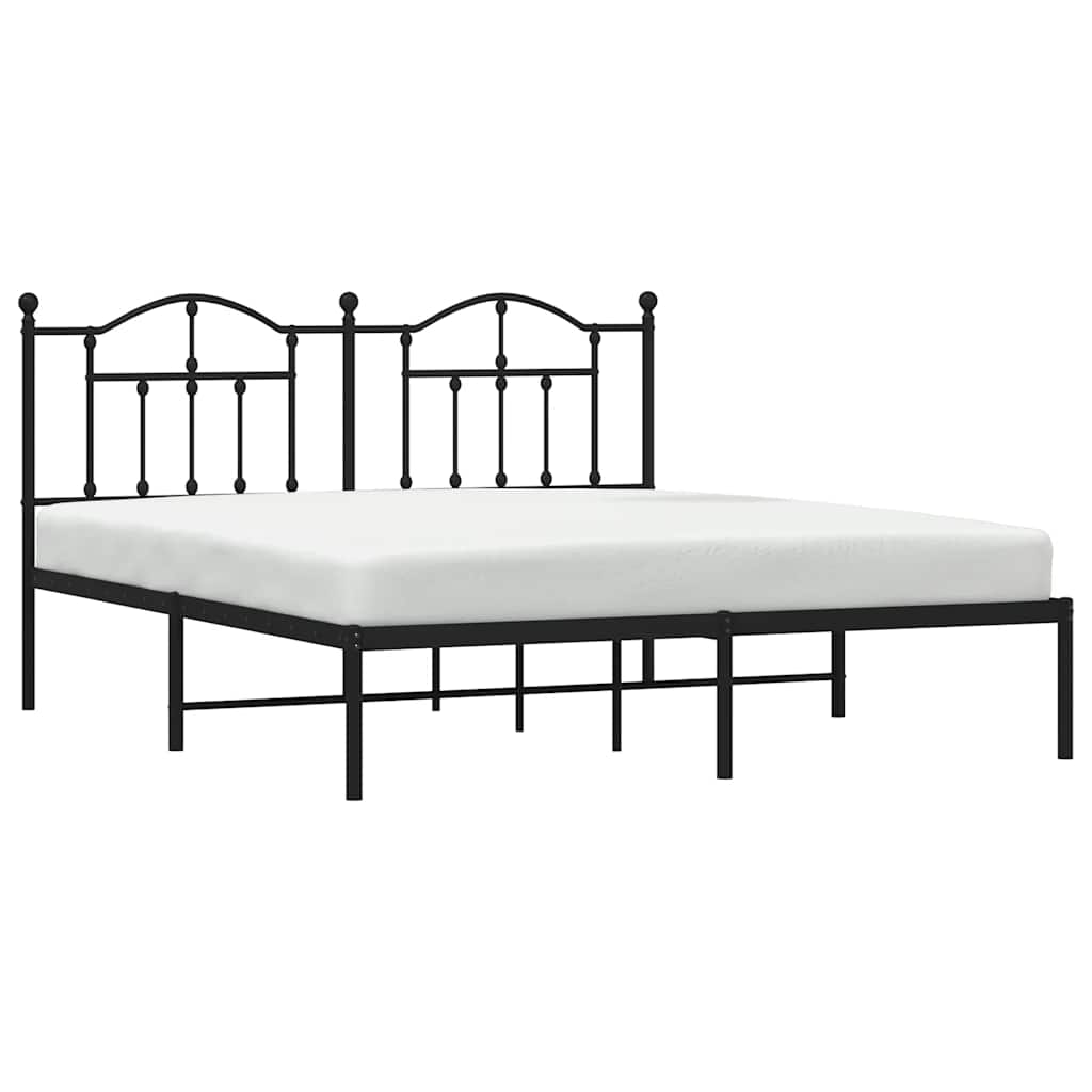 vidaXL Estructura de cama con cabecero metal negro 183x213 cm - 5