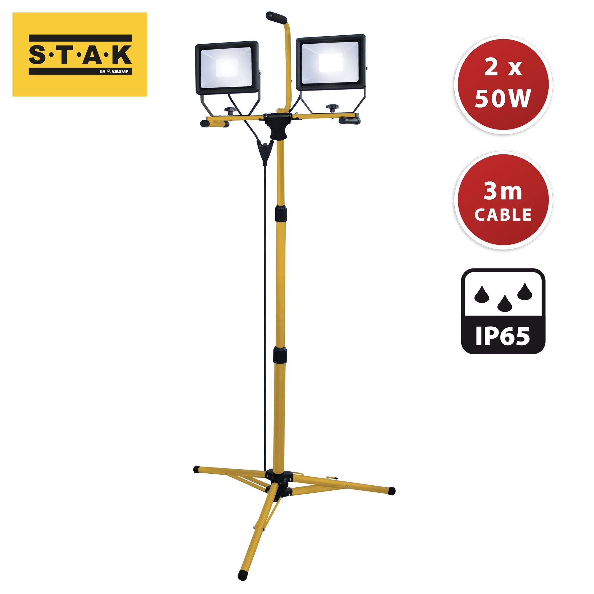 Projecteur LED 8000 lumen, 2x50W, avec trépied et câble 3m H05RN-F 3G1 ...