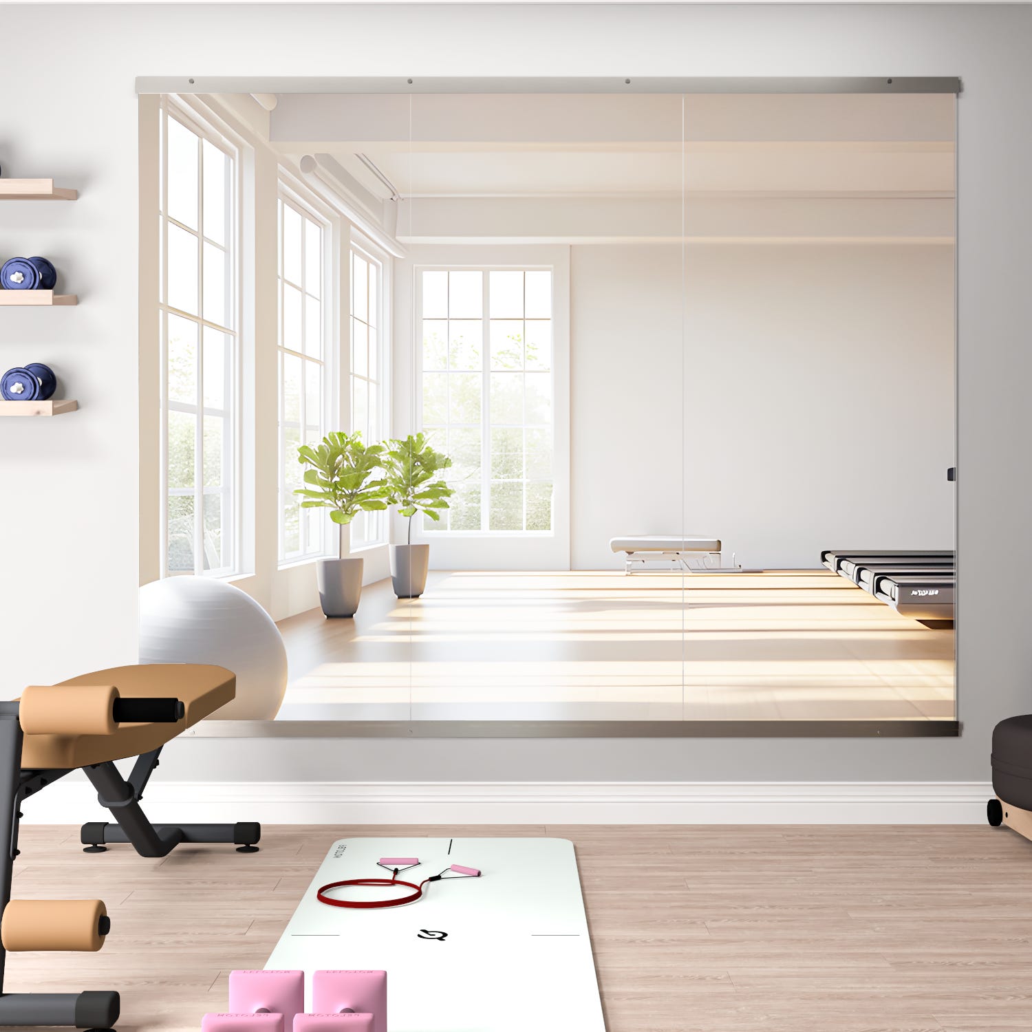 Specchio da Danza Mobile Senza Cornice per Casa, Palestra e Yoga, Specchio per Esercizi Completi del Corpo Specchio da Danza Mobile Senza Cornice per Casa, Palestra e Yoga, Specchio per Esercizi Completi del Corpo