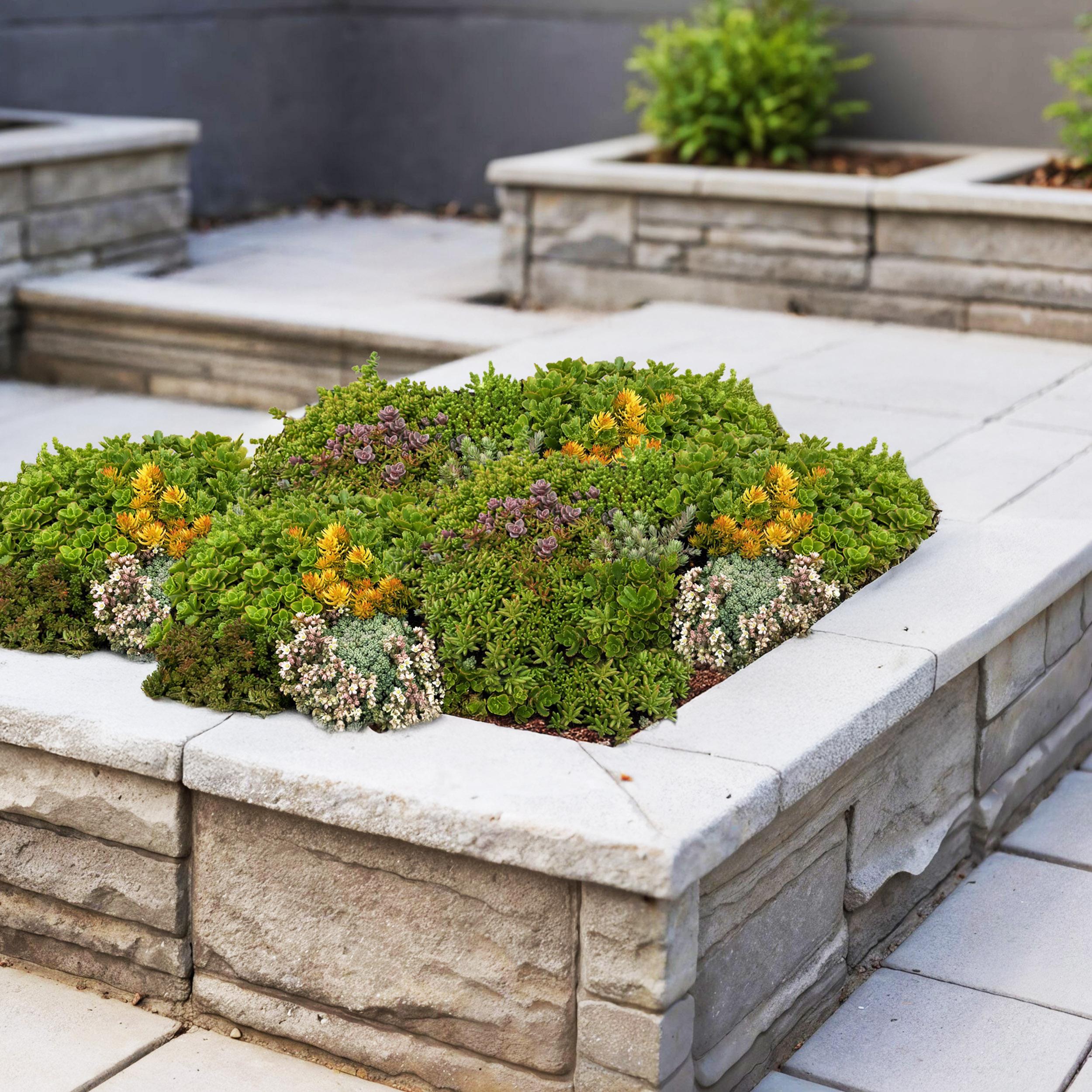Tappeto di Sedum Resistenti – 10 varietà – 50x30 cm – X4 – Bassa Manutenzione per Giardino e Tetto - 4