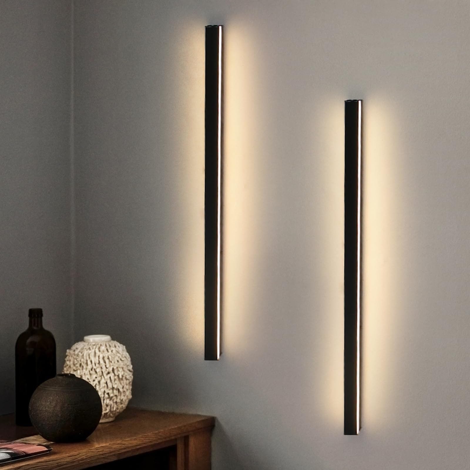 ZMH Czarna lampa ścienna LED do wnętrz 80 cm, 3000 K, nowoczesna, do korytarza lub sypialni