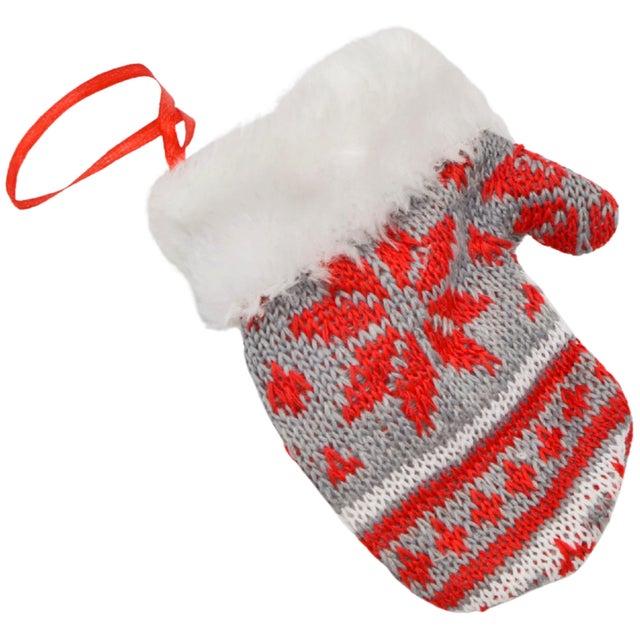 Zawieszka na choinkę rękawiczka na prezenty 12 cm szara