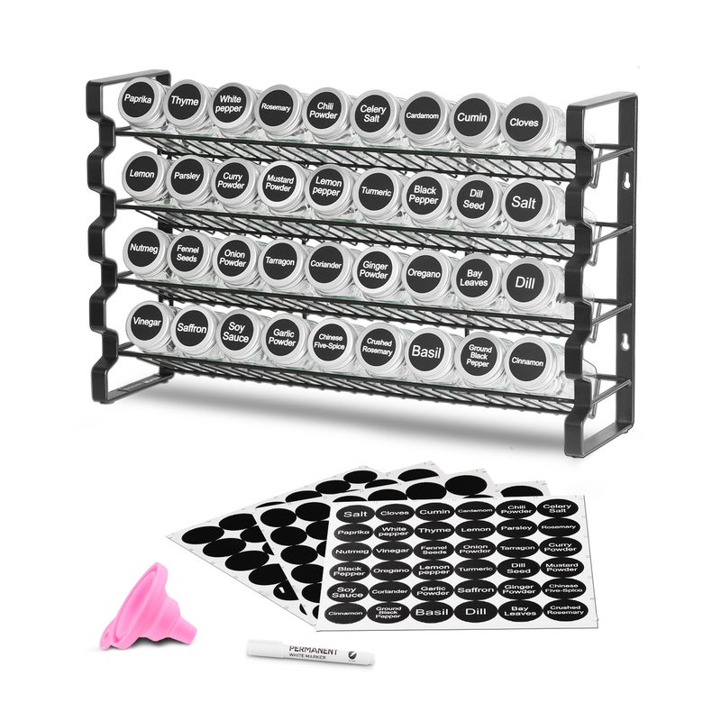 Stojak na przyprawy Organizer na przyprawy 4 poziomy z 36 pustymi słoikami VEVOR