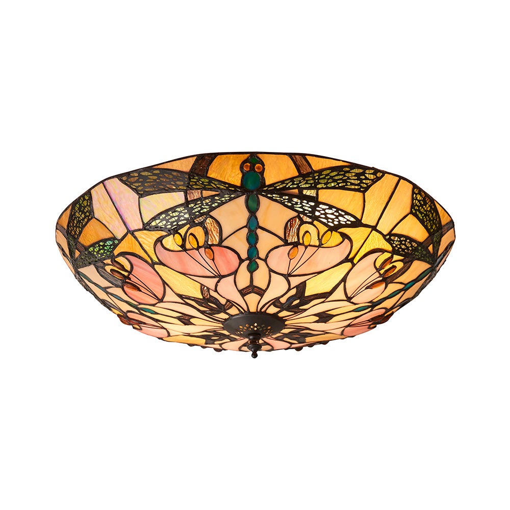 Plafon okrągły ważki ASHTON brązowy 2xE27x20W szkło wym:15x45x45cm IP20 Tiffany