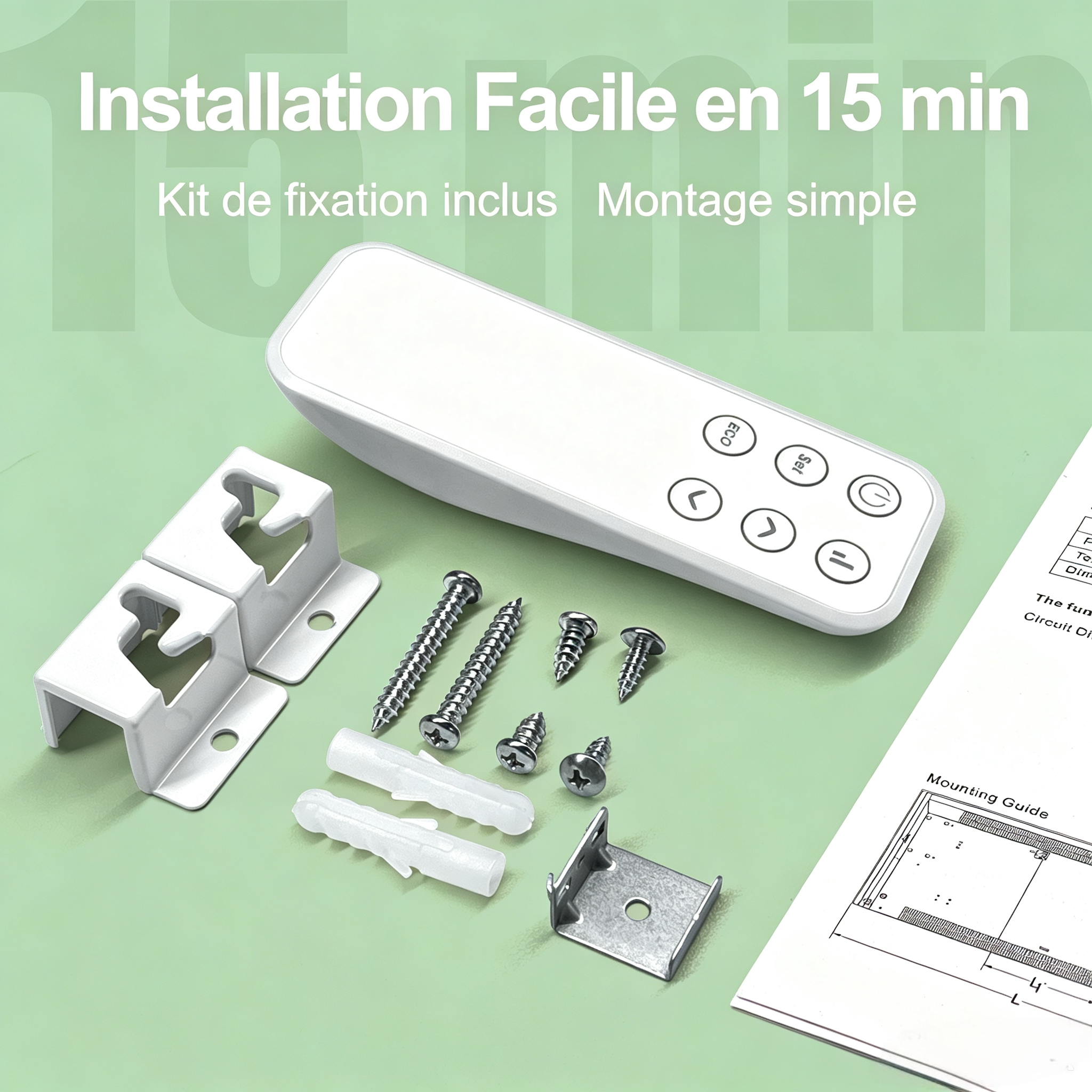 Radiateur électrique 1000W — WiFi intégré — 2 en 1 mobile et mural — Profil ultra-fin 70mm — Verre blanc glacé - 4