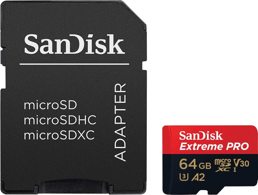 Carte microSDXC SanDisk Extreme PRO 64 Go + adaptateur SD + RescuePro Deluxe avec A2 UHS-I Classe 10 U3 V30 Performances d'application - 3