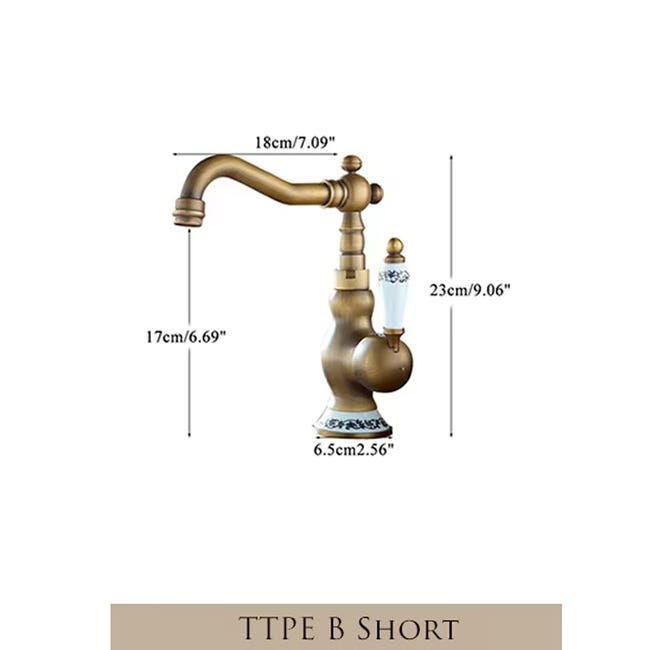 Rubinetto Lavabo Monocomando In Ottone Anticato - Con Tubi Flessibili | Per Bagno Moderno - Foto 5