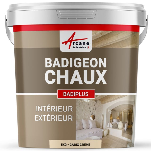 Badigeon à la chaux intérieur extérieur - BADIPLUS - 5 kg (jusqu'à 25 m²) Cadix Crème - ARCANE INDUSTRIES