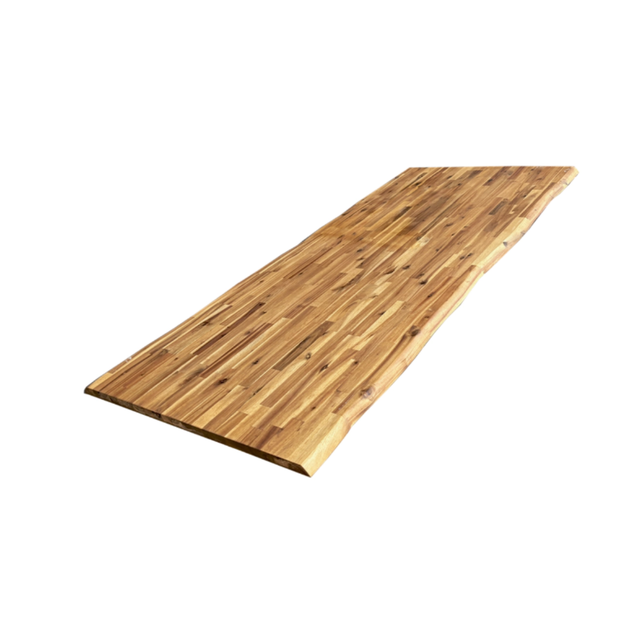 Plateau de Table Acacia bord naturel pré-huilé Teck, L.180 cm x l.80 cm, Ep.26 mm