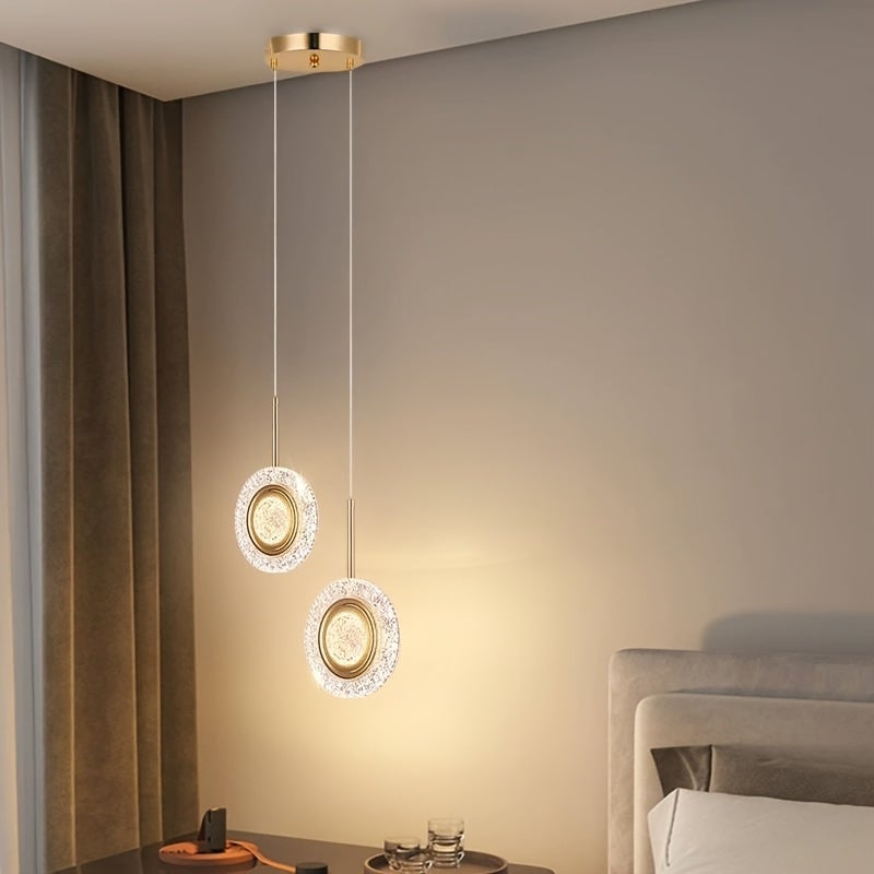 Nordic Ring Lampa wisząca LED Crystal, lampa sufitowa do wnętrz, dekoracja pokoju, do sypialni, salonu, nowoczesne żyrandole, 6500 K - 3
