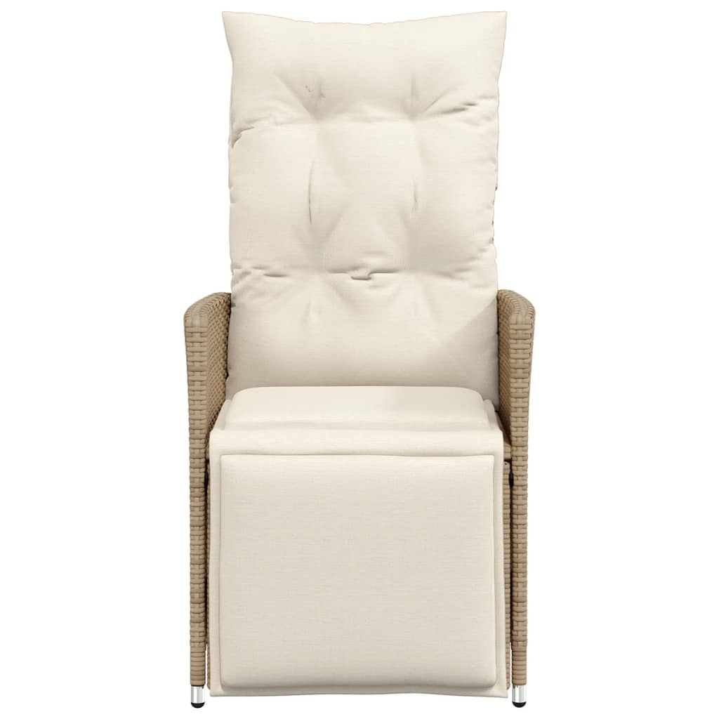 Chaises inclinables de jardin lot de 2 et coussins beige rotin - 4